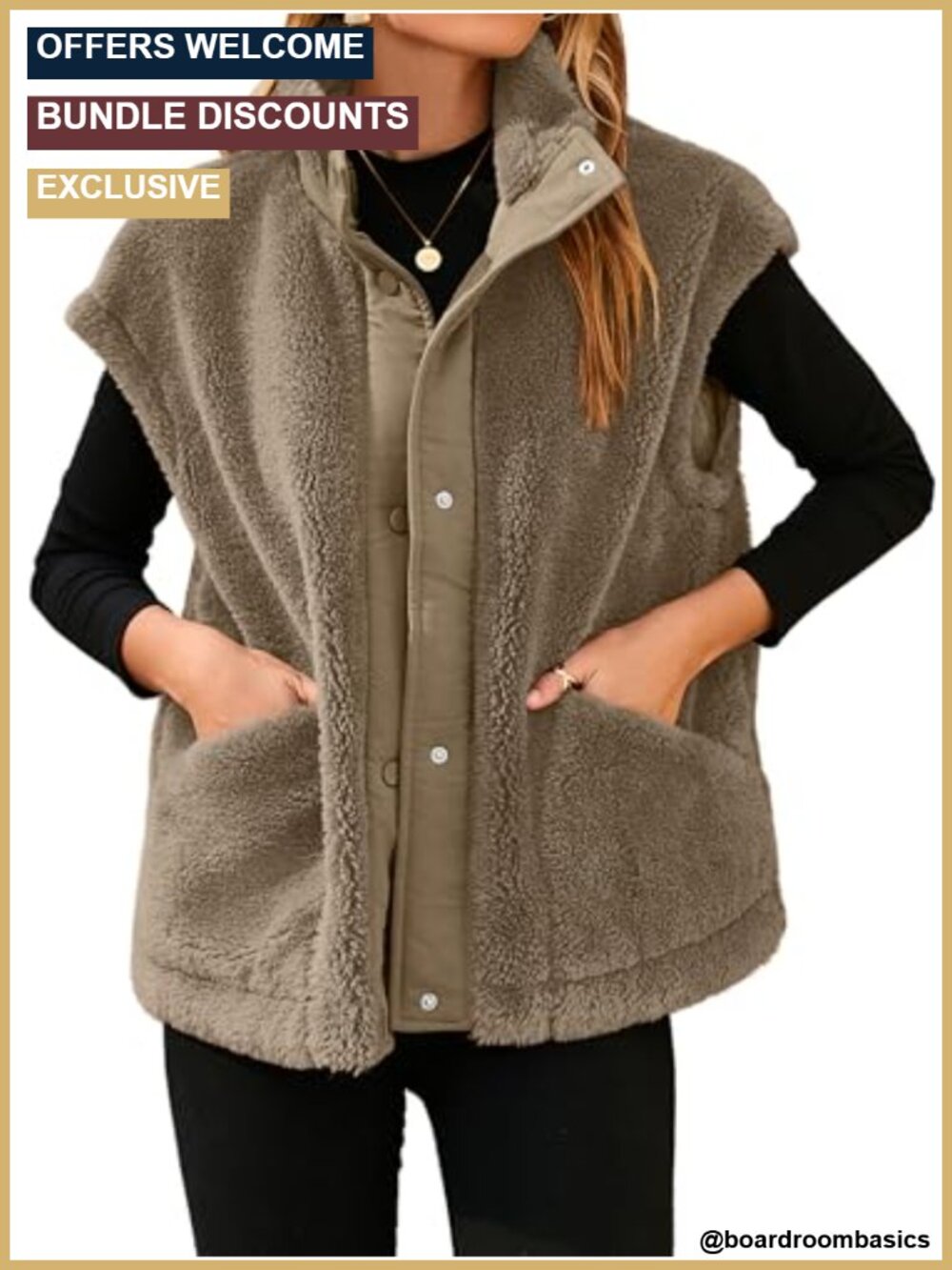 Fuzzy Fleece Sherpa Vest Button Down Sleeveless Outerwear